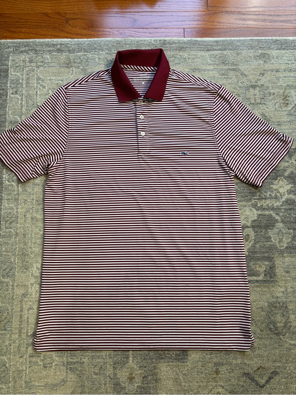 Vineyard Vines Men's Maroon Striped Polo Shirt Size Medium